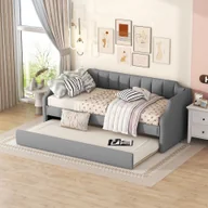 Łóżka dla dzieci i młodzieży - Łóżko dzienne Flieks Łóżko dzienne 90x200cm/90x190cm, rozkładana sofa, łóżko dziecięce, łóżko młodzieżowe Latternost, łóżko dla gości z litego drewna, szare - miniaturka - grafika 1