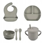 Miseczki i talerzyki dla dzieci - PIERWSZE NACZYNIA ZESTAW DO KARMIENIA DLA DZIECI SILIKONOWE NACZYNIA - miniaturka - grafika 1