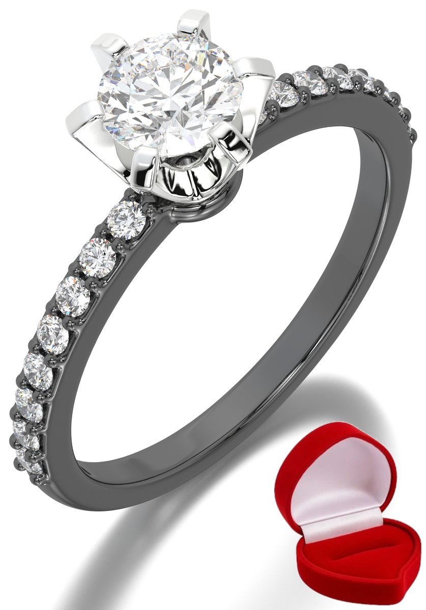 ZŁOTY PIERŚCIONEK ZARĘCZYNOWY 585 14k BRYLANT 0,50 ct CZARNE ZŁOTO R10