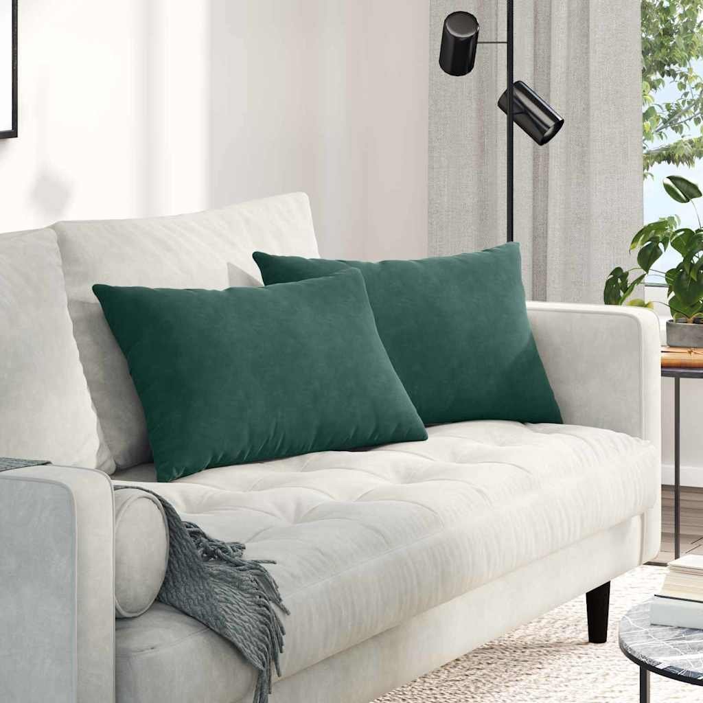 vidaXL vidaXL Poduszki na sofę 2 pcs Ciemnozielony 60 x 40 cm