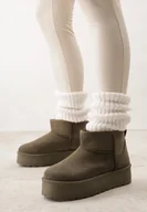 Śniegowce damskie - Zielone Krótkie Śniegowce na Platformie Lysindra - miniaturka - grafika 1