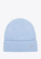 Czapki damskie - Damska czapka z miękkiej dzianiny błękitna - miniaturka - grafika 1