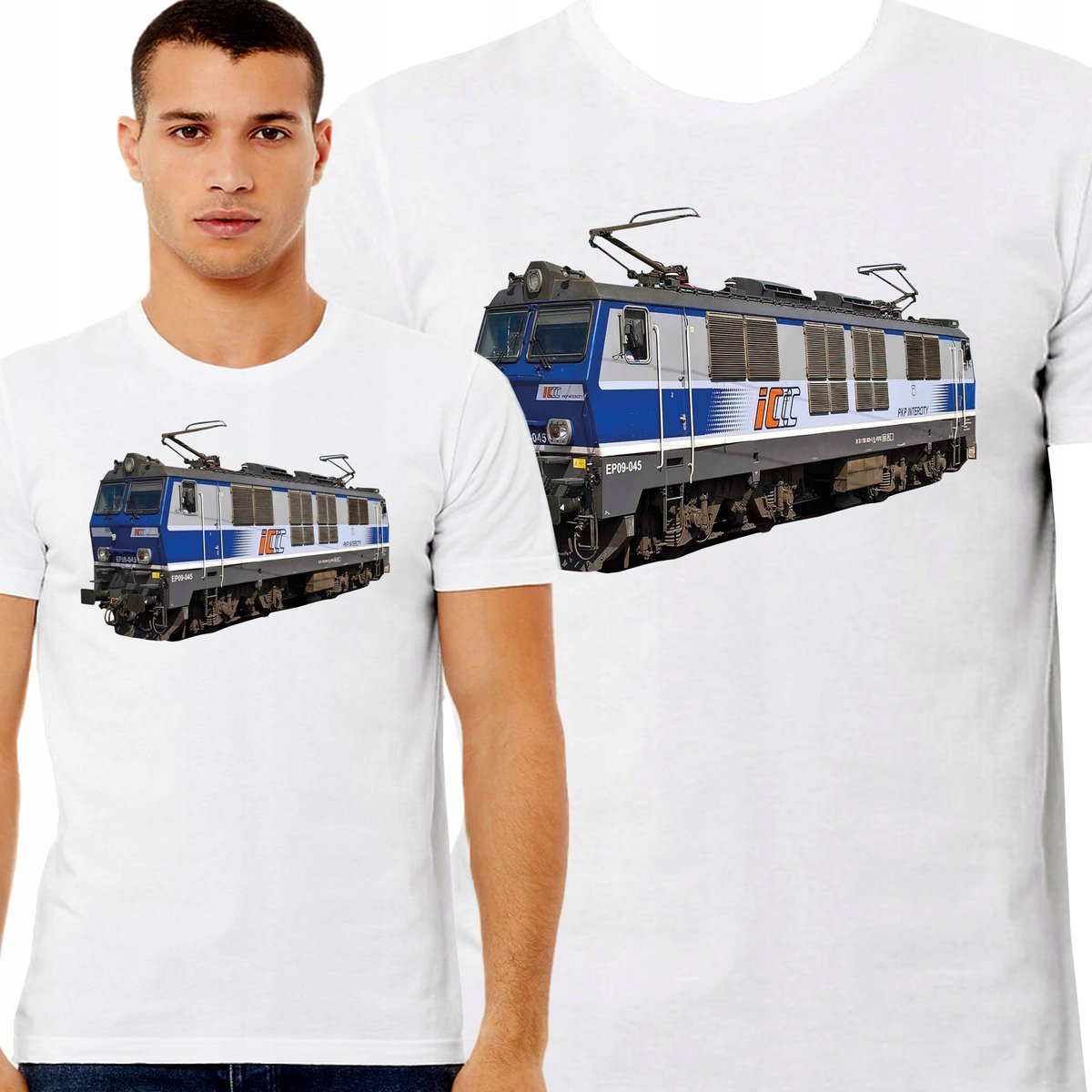 Koszulka Z Nadrukiem Pociąg Parowóz Lokomotywa Pkp Ep09 M 3408