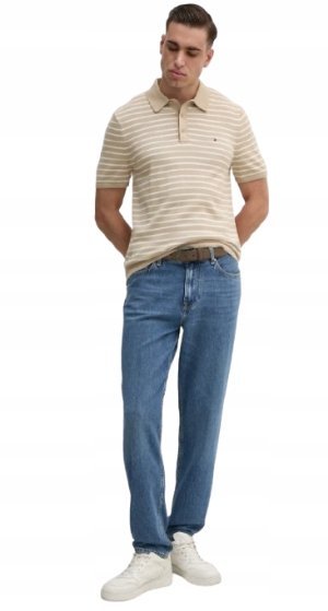 TOMMY HILFIGER MĘSKIE JEANSY PROSTE NIEBIESKIE Z BAWEŁNĄ 34/30 2JQA