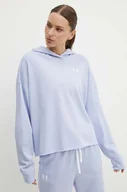 Bluzy damskie - Under Armour bluza treningowa Rival kolor fioletowy z kapturem gładka - miniaturka - grafika 1