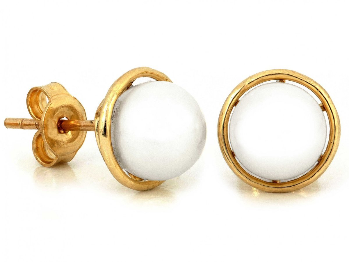 Złote kolczyki 585 z perłą na sztyfcie 1.65g