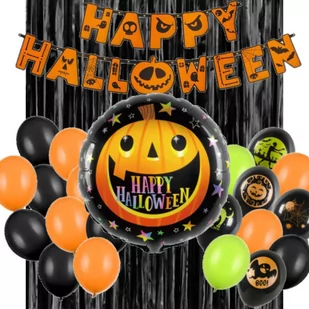 Zestaw halloween neonowe BANER dynia balony czarne - Halloween - miniaturka - grafika 1