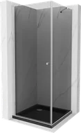 Kabiny prysznicowe - Mexen Pretoria kabina prysznicowa uchylna 70x70 cm, grafit , chrom + brodzik Flat, czarny - 852-070-070-01-40-4070 - miniaturka - grafika 1