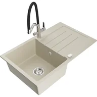 Zlewozmywaki z baterią - Mexen Bruno zlewozmywak granitowy 1-komorowy z ociekaczem i baterią kuchenną Duo, beżowy - miniaturka - grafika 1