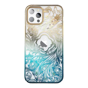 Luksusowe etui iPhone 14 Pro z kryształami Kingxbar Phoenix - złoto-niebieskie - Etui i futerały do telefonów - miniaturka - grafika 1
