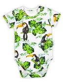 Body dla niemowląt - Niemowlęce body bawełniane z krótkim rękawem tukany białe Nicol,r.68 - miniaturka - grafika 1