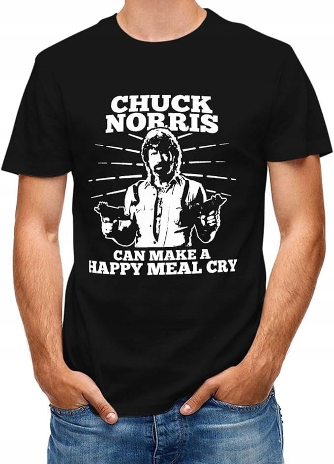CZARNA KOSZULKA Z NADRUKIEM MĘSKA ŚMIESZNA T-SHIRT CHUCK NORRIS Kowboj #2