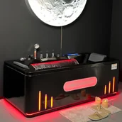 Wanny z hydromasażem - Czarna wanna z hydromasażem Aquaholm PREMIUM LINE A9004 180cm x 80cm x 58cm BLUETOOTH, PODGRZEWACZ WODY, WODOSPAD, USB, PILOT - miniaturka - grafika 1