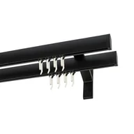 Karnisze - Karnisz DECASTYL Apartamentowy podwójny z agrafkami 320 cm Czarny - miniaturka - grafika 1