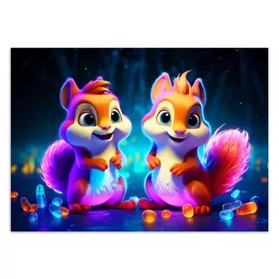 Fototapeta, Neonowa wiewiórka z kreskówki (Rozmiar 254x184) - Fototapety - miniaturka - grafika 3
