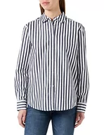 Bluzki damskie - Tommy Hilfiger Bluzka damska 1985 Banker Relaxed Shirt koszula bluzka, Optic White/Desert Sky Stp, 36 - miniaturka - grafika 1