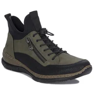 Półbuty damskie - Rieker Półbuty damskie wsuwane Green Combination zielone-40 - miniaturka - grafika 1