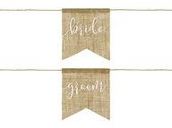 Wesele i ślub - Party Deco Zawieszki jutowe na krzesła Bride Groom - jutowe ZNK6-008 - miniaturka - grafika 1
