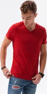 Koszulki męskie - Ombre T-shirt męski bawełniany basic S1369 - czerwony M - miniaturka - grafika 1