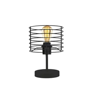 Czarna lampka nocna z drucianym kloszem w stylu loftowym LUKKA LOFT - Lampy stojące - miniaturka - grafika 1