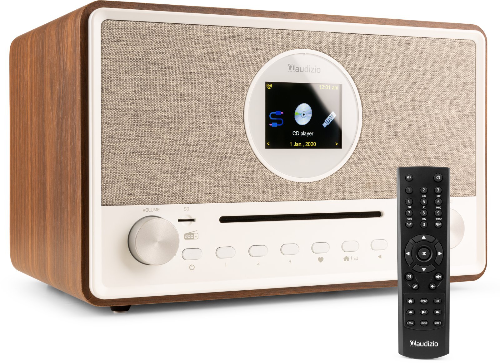 Audizio Lucca stereofoniczne radio DAB z CD, radiem internetowym, BT, MP3 - brązowe one size