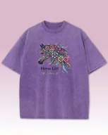 Koszulki i topy damskie - Koszulka oversize Horse Girl Kolorowy Koń Sprana Fioletowy 3XL - miniaturka - grafika 1