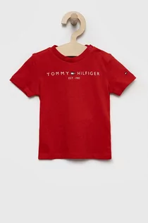 Koszulki dla chłopców - Tommy Hilfiger t-shirt bawełniany dziecięcy kolor czerwony z nadrukiem - grafika 1