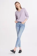 Spodnie damskie - Błękitne jeansy slim fit, wysoki stan - Greenpoint - miniaturka - grafika 1