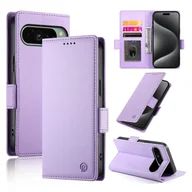Portfele - Etui z portfelem do Google Pixel 9, smukłe, odporne na wstrząsy etui ochronne z uchwytem na karty, podpórka ze skóry PU premium-brązowa Fioletowy - miniaturka - grafika 1