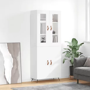 vidaXL Witrynka, biała, 69,5x34x180 cm, materiał drewnopochodny - Witryny - miniaturka - grafika 1