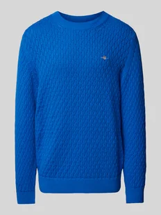 Sweter z dzianiny z wyhaftowanym logo - Swetry męskie - miniaturka - grafika 1