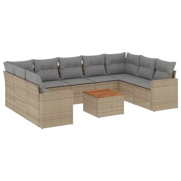 Zestaw mebli ogrodowych modułowych 7-częściowy beżowy, rattan PE, 62x62
