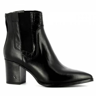 Czarne skórzane sztyblety na obcasie CARINII - Carinii - Botki damskie - miniaturka - grafika 1