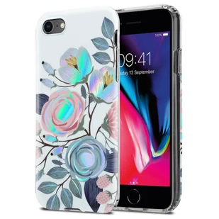 Etui Cadorabo dla Apple iPhone 7 / 7S / 8 / SE 2020 Etui ochronne z białym etui TPU Etui Flowers Flower Cover Case - Etui i futerały do telefonów - miniaturka - grafika 1