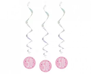 Dekoracja wisząca Glitz 50, groszki, różowa, 81 cm, 6 sztuk - Balony i akcesoria - miniaturka - grafika 1