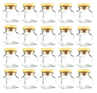 20x Słoiki na przyprawy 120 ml z eleganckim drewnianym zamknięciem - Pojemniki kuchenne - miniaturka - grafika 1