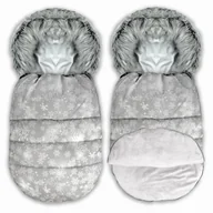 Śpiworki dla dzieci - Śpiworek do wózka spacerówki 4w1 Szary 95x48 - SZARE ŚNIEŻYNKI - miniaturka - grafika 1