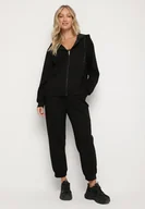 Spodnie sportowe damskie - Czarny Komplet Dresowy Rozpinana Bluza i Spodnie Joggery z Bawełną Anarrise - miniaturka - grafika 1