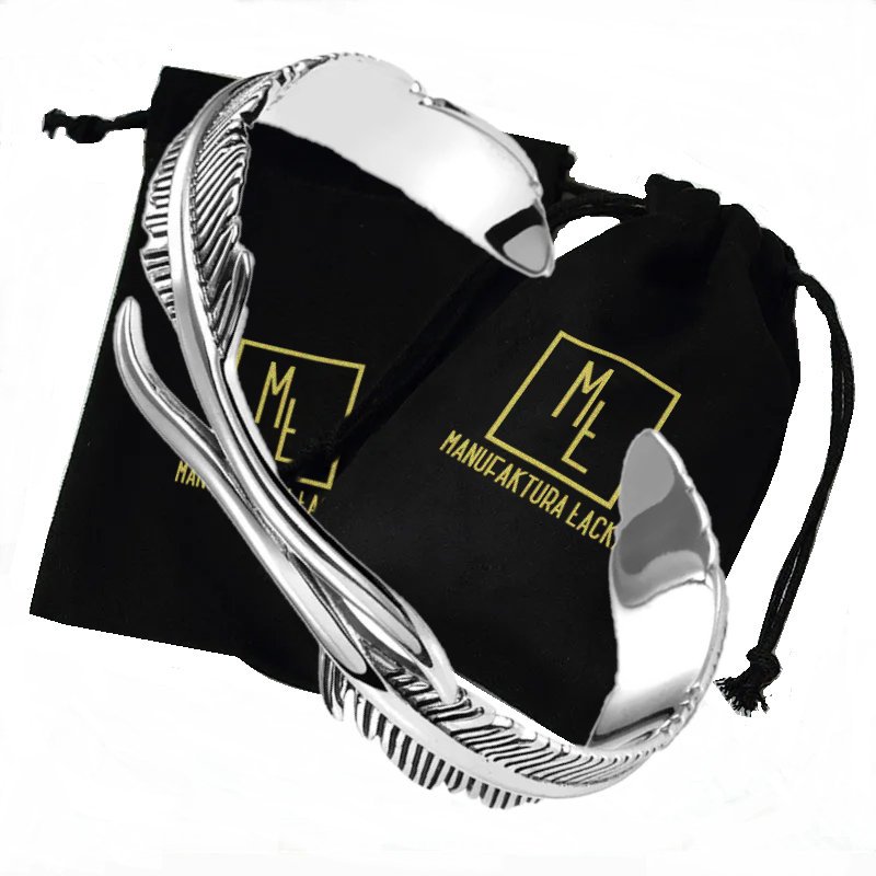 Bransoletka Srebrna Damska Pióro Piórko Skrzydła Anioła Prezent 925 Manufaktura Łącka