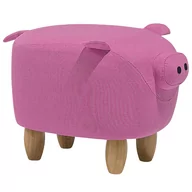 Taborety i hokery - Beliani Hoker tapicerowany różowy PIGGY - miniaturka - grafika 1