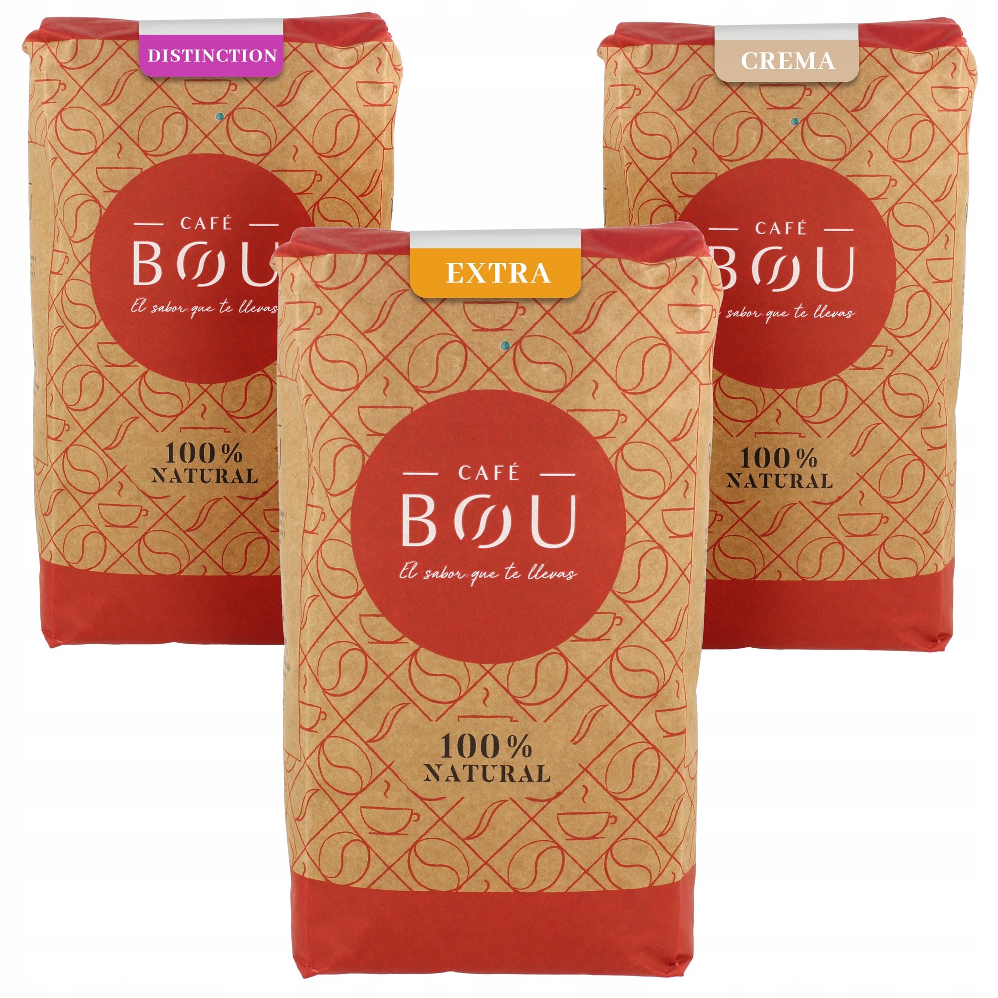 3x 1kg Kawa ziarnista Bou różne smaki 100% Arabica