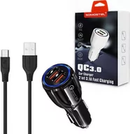 Ładowarki samochodowe - Ładowarka ŁADOWARKA SAMOCHODOWA 3A+2A CZARNY + KABEL IPHONE SOMOSTEL 3100mAh + 2100mAh 2XUSB DUAL SA45B QUICK CHARGE QC 3.0 SMS-A45 - miniaturka - grafika 1