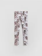 Spodnie i spodenki dla dziewczynek - Reserved - Wzorzyste legginsy - jasnoszary - miniaturka - grafika 1