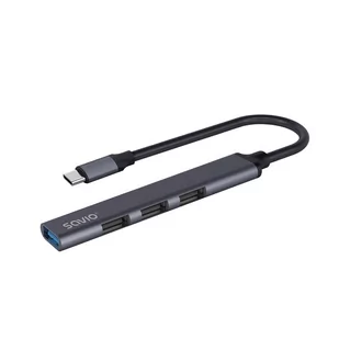 SAVIO HUB USB-C - 3 X USB-A 2.0, 1 X USB-A 3.0, SZARY, AK-71 - Kable - miniaturka - grafika 4
