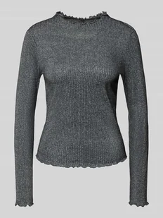 Bluzka z długim rękawem o kroju slim fit z mieszanki bawełny model ‘EMMA’ - Bluzki damskie - miniaturka - grafika 1