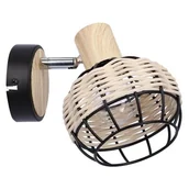 Lampy ścienne - Tajga kinkiet (spot) 1-punktowy czarny/rattan 91-12197 - miniaturka - grafika 1