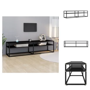vidaXL Szafka pod TV czarna 160x40x40,5 cm szkło hartowane - Meble TV - Szafki RTV - miniaturka - grafika 1