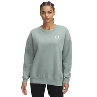 Bluzy damskie - Damska bluza dresowa nierozpinana bez kaptura Under Armour UA Icon Fleece OS Crew - zielona - miniaturka - grafika 1