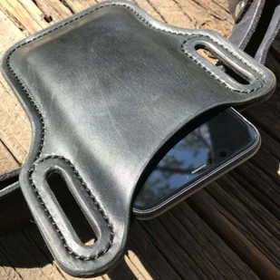 Etui na telefon uniwersalne wsuwka saszetka Alogy skórzane kabura na pasek futerał pokrowiec Black - Etui i futerały do telefonów - miniaturka - grafika 5
