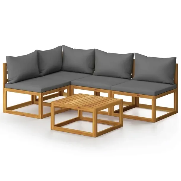 Zestaw Mebli Wypoczynkowych z Litego Drewna Akacjowego, Stolik 68x68x29 cm,
